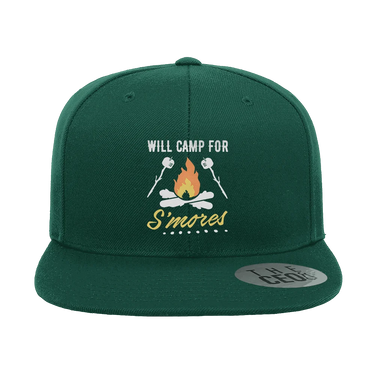 Will Camp For Smores Embroidered Flat Bill Hat